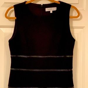 Kasper Black Dress with black leather like accents.